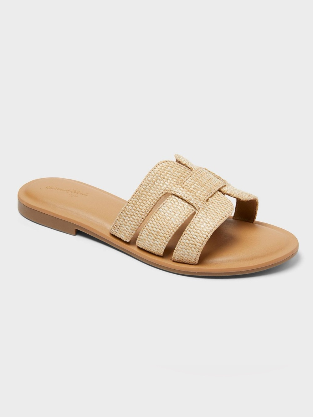 Women's Carla Flat Sandals - Universal Thread, Tan Raffia, Sz 9.5 US, NWT